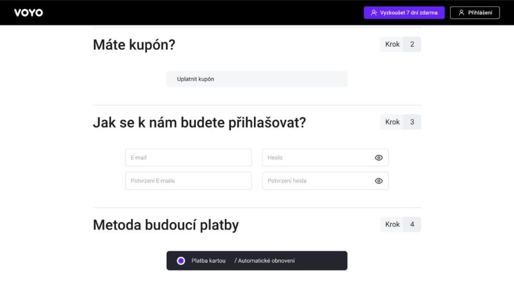 Nakup Voyo platba a kupon
