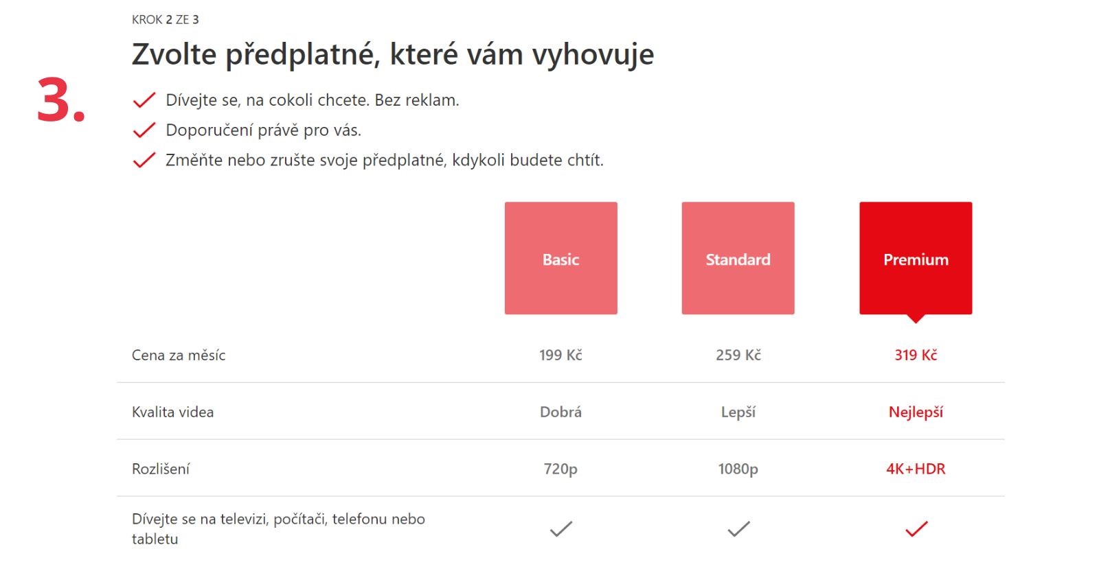 Registrace na Netflixu - výběr předplatného