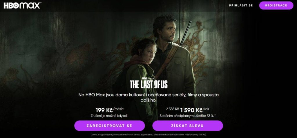 Úvodní stránka streamovací služby HBO Max